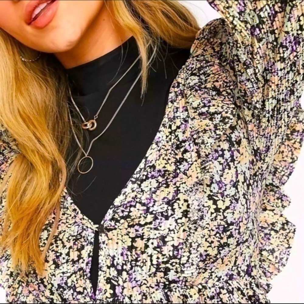Pull & Bear ASOS plisse mini smock dress in pink floral print L gently preloved - Picture 13 of 14